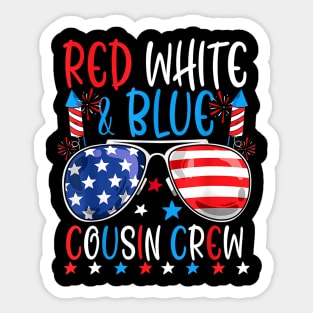 Red White and Blue Cousin Crew 4th Of July flag america Sticker